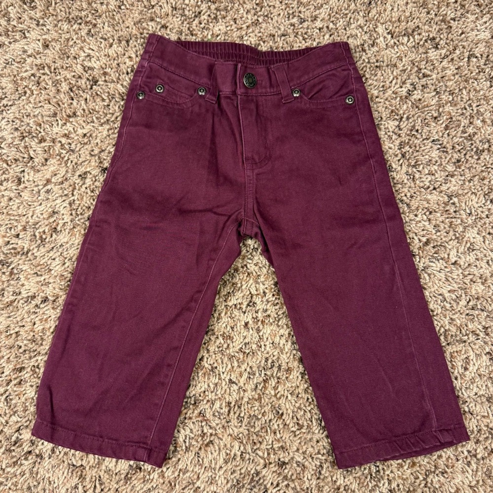 Janie and Jack Toddler Boys Maroon Twill Stretch Pants Burgundy 12-18 Months
